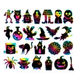 GG-24 Niños Colorido Halloween Scratch Painting Set DIY Adornos divertidos Holiday Scratch Painting Paper, 24 PCS / Set