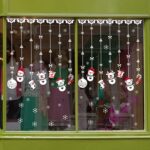 2 juegos de adornos navideños de muñeco de nieve para puerta de vidrio, pegatina electrostática para ventana, Snowman Sticker