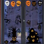 3 juegos de pegatinas de decoración de Halloween, lámpara de calabaza, pegatinas electrostáticas fantasma de araña, estilo:, BQ040ABCD-50-51
