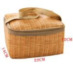 Fiambrera térmica aislada portátil Lona de imitación de ratán Bolsa de almuerzo Contenedor de picnic - Imagen 3