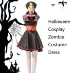 1794 Retro bordado impreso Zombie vampiro disfraz Halloween Cosplay Zombie disfraz vestido, Zombie Vampire - Imagen 2