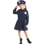 5062 Disfraz de Halloween para niños, uniforme de falda de policía de manga larga de una pieza delgada para niñas, tamaño:, M - Imagen 3