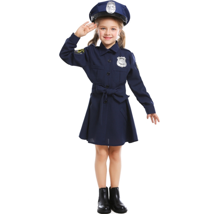 TBD0598340903A.jpg 5062 Disfraz de Halloween para niños, uniforme de falda de policía de manga larga de una pieza delgada para niñas, tamaño:, M - Imagen 1