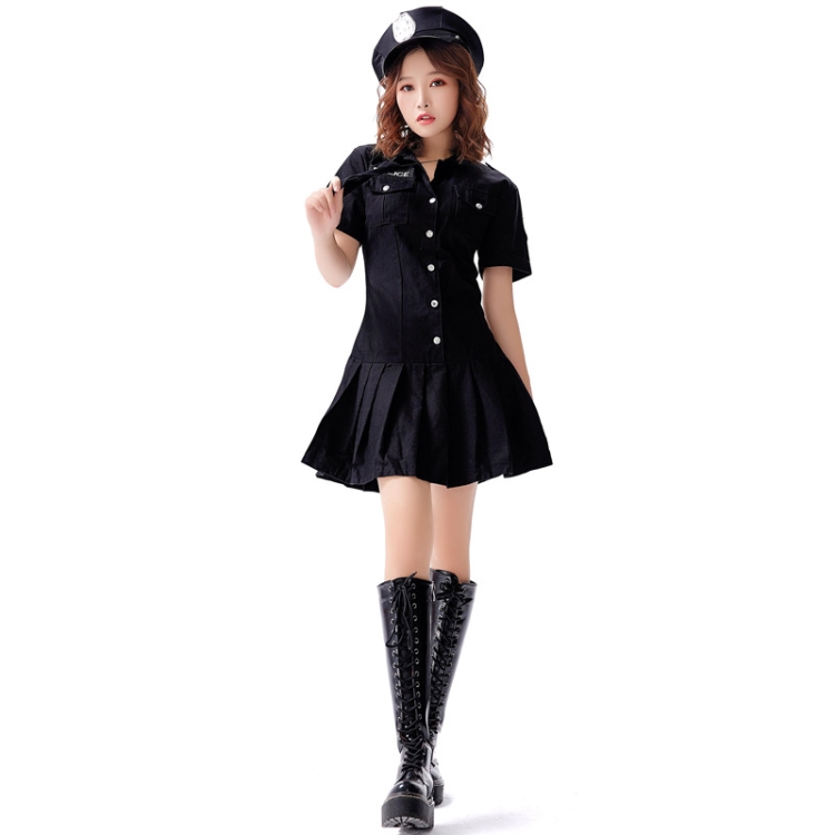 TBD0598341604A.jpg 8331 traje de mujer policía con lazo de algodón, conjunto de uniforme de discoteca y Bar de Halloween, XL - Imagen 1