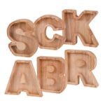 Hucha de madera con alfabeto inglés Hucha de acrílico transparente - Imagen 2