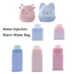 Bolsa de agua caliente de inyección de agua linda de dibujos animados de calentador de manos de silicona de invierno, Green Love - Imagen 2