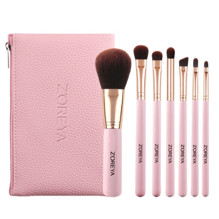 TBD0599953801.jpg ZOREYA ZS744 Juego de brochas de maquillaje 7 en 1 Cepillo de herramientas de belleza, Pink + Bag - Imagen 1