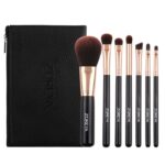 ZOREYA ZS744 Juego de brochas de maquillaje 7 en 1 Cepillo de herramientas de belleza, Black + Bag