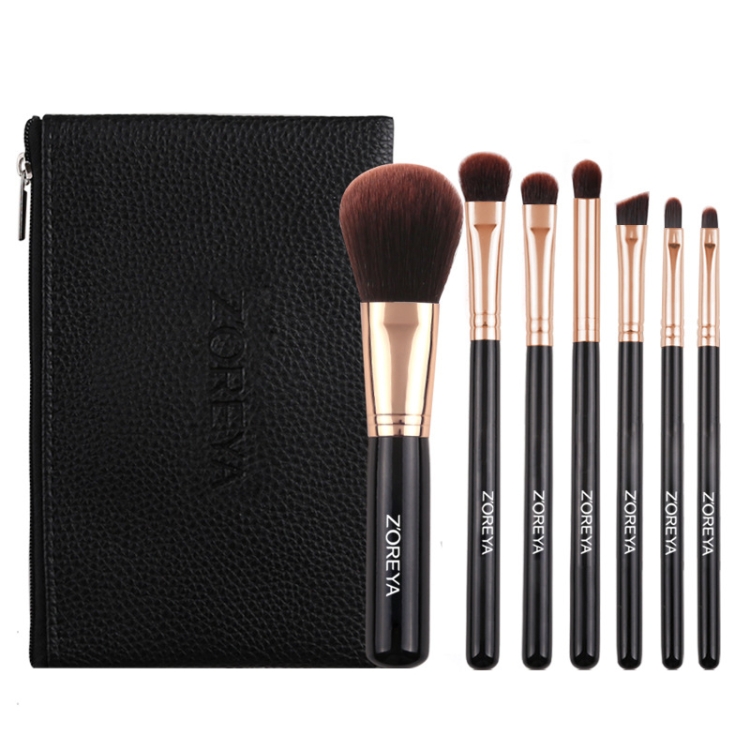 TBD0599953802.jpg ZOREYA ZS744 Juego de brochas de maquillaje 7 en 1 Cepillo de herramientas de belleza, Black + Bag - Imagen 1