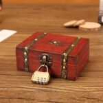 Joyero antiguo de madera con doble cinturón，Especificación:, With Password Lock