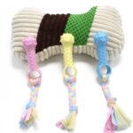 3 uds juguetes para mascotas TPR resistencia a mordeduras suministros para perros juguetes de tela de cuerda de algodón, Sleeve