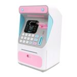 8010 Reconocimiento facial simulado Cajero automático Piggy Bank Contraseña Automático Rolling Money Safe Piggy Bank, Estilo:, Pink