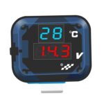 Tabla de temperatura de voltaje del medidor electrónico modificado para motocicleta de 12-24V con cargador de coche USB, 2954