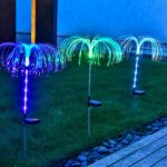 Lámpara de medusas de fibra óptica solar Lámpara LED de enchufe de tierra para césped Lámpara de decoración de jardín al aire libre, Single Layer