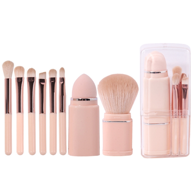 TBD0601655901C.jpg Brocha de maquillaje cuadrada 8 en 1, Mini brocha retráctil portátil para rubor, brocha para sombra de ojos, juego de maquillaje para principiantes, 8 in 1(Light-skinned) - Imagen 1