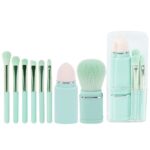 Brocha de maquillaje cuadrada 8 en 1, Mini brocha retráctil portátil para rubor, brocha para sombra de ojos, juego de maquillaje para principiantes, 8 in 1(Light Blue)