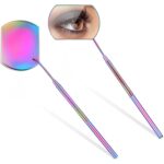 Espejo de inspección de mano para extensión de pestañas, 3 uds., lente Rectangular, raíz antideformación, espejo antivaho, espejo de pestañas, Colorful