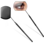 Espejo de inspección de mano para extensión de pestañas, 3 uds., lente Rectangular, raíz antideformación, espejo antivaho, espejo de pestañas, Titanium Black