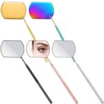 Espejo de inspección de mano para extensión de pestañas, 3 uds., lente Rectangular, raíz antideformación, espejo antivaho, espejo de pestañas, Titanium Black - Imagen 2