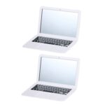 2 PCS Notebook Espejo portátil Escritorio Espejo de un solo lado, Blanco, Plata, Oro de rosa