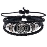 5 PCS BX222 Cuentas de flores de sol Cuero Personalidad de punto Pulsera ajustable