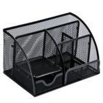 Deli 9200 Full Metal Hollow Pen Holder Caja de almacenamiento de suministros de oficina, 9200