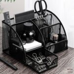 Deli 9200 Full Metal Hollow Pen Holder Caja de almacenamiento de suministros de oficina, 9200 - Imagen 3