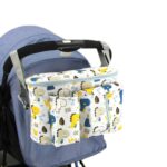 Bolsa de almacenamiento multifuncional para cochecito de bebé, White Dinosaur