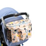 Bolsa de almacenamiento multifuncional para cochecito de bebé, Yellow Zoo + Side Pocket