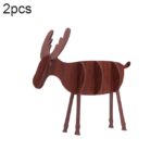 2 uds decoraciones navideñas decoraciones de alces DIY de madera regalos creativos para niños decoración de escritorio, L