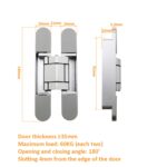 Bisagra cruzada tridimensional ajustable Puerta plegable Bisagra oculta, No. 2 Sand Silver 60kg - Imagen 2
