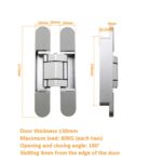 Bisagra cruzada tridimensional ajustable Puerta plegable Bisagra oculta, No. 4 Sand Silver 80kg - Imagen 2