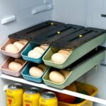 2 PCS Llenan automáticamente la caja de almacenamiento de huevos Refrigerador Caja de mantenimiento fresco, 1 Layers Green - Imagen 4