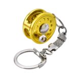 Rueda de pesca de metal Decoración Colgante Mini Rueda Pescado Llavero, C