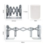 Soporte de almacenamiento de libros plegable y retráctil de escritorio, White - Imagen 3