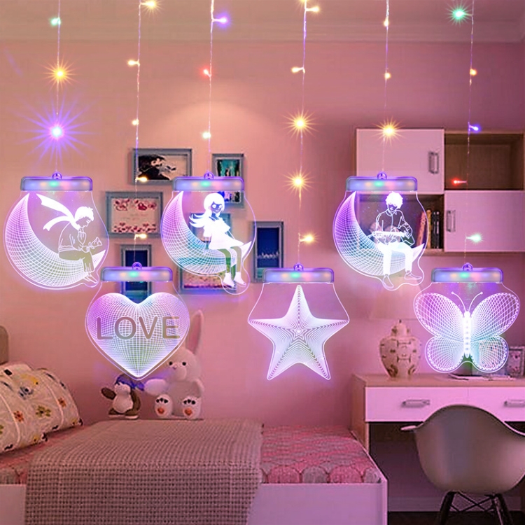 TBD0601932704.jpg Lámpara colgante de decoración de ventana de lámpara de carámbano de niña romántica de 2 m, estilo:, Colorful Light + RC - Imagen 1