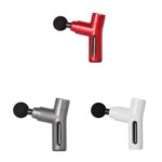 JM-09 Mini pistola de fascia de vibración de masaje sin escobillas, Gris, Blanco, Rojo - Imagen 2