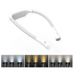 Lámpara de cuello colgante, protección ocular para estudiantes, lámpara de lectura Led, lámpara de libro recargable por USB, Blanco, Negro