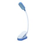 9 LEDs Mini Clip Lámpara de escritorio Carga USB Estudiante Protección ocular Lámpara de lectura, Blue and White, Negro