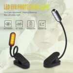 9 LEDs Mini Clip Lámpara de escritorio Carga USB Estudiante Protección ocular Lámpara de lectura, Blue and White, Negro - Imagen 4