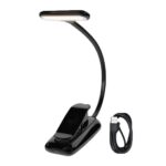8021 Mini Book Clip Light LED Música Score Protección ocular Lámpara de lectura, Negro, Blanco