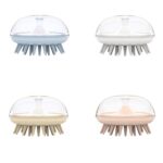 3 cepillos de champú para masaje de cabeza de silicona., Azul, Rosado, Blanco, Amarillo - Imagen 2