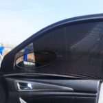 1 par de sombrillas de cortina adhesiva de malla de lino para coche, Rear window 126x80cm