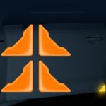 2 juegos de pegatinas reflectantes antigolpes de advertencia de seguridad para automóviles, Epoxy Golden Yellow