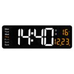 6626 Sala de estar Montado en la pared Pantalla grande Reloj digital LED, 16 Inch Orange Temperature