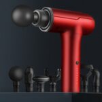 Mini pistola de masaje conveniente de 6 velocidades BG-128 con 6 cabezales de masaje, enchufe CN, Rojo, Verde, Gray, Back