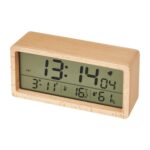 1906 Reloj luminoso de madera maciza Reloj de temperatura y humedad de pantalla grande, Eucalyptus Yellow, Shabili Brown