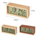 1906 Reloj luminoso de madera maciza Reloj de temperatura y humedad de pantalla grande, Eucalyptus Yellow, Shabili Brown - Imagen 2