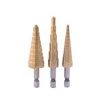 Taladro escalonado de vástago hexagonal 3 en 1, herramienta de apertura de orificio trasero de acero de alta velocidad, 3 In 1 / Set Hexagonal Shank Step Drill