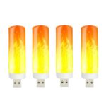 4 PCS USB Candlelight LED Lámpara de llama de imitación